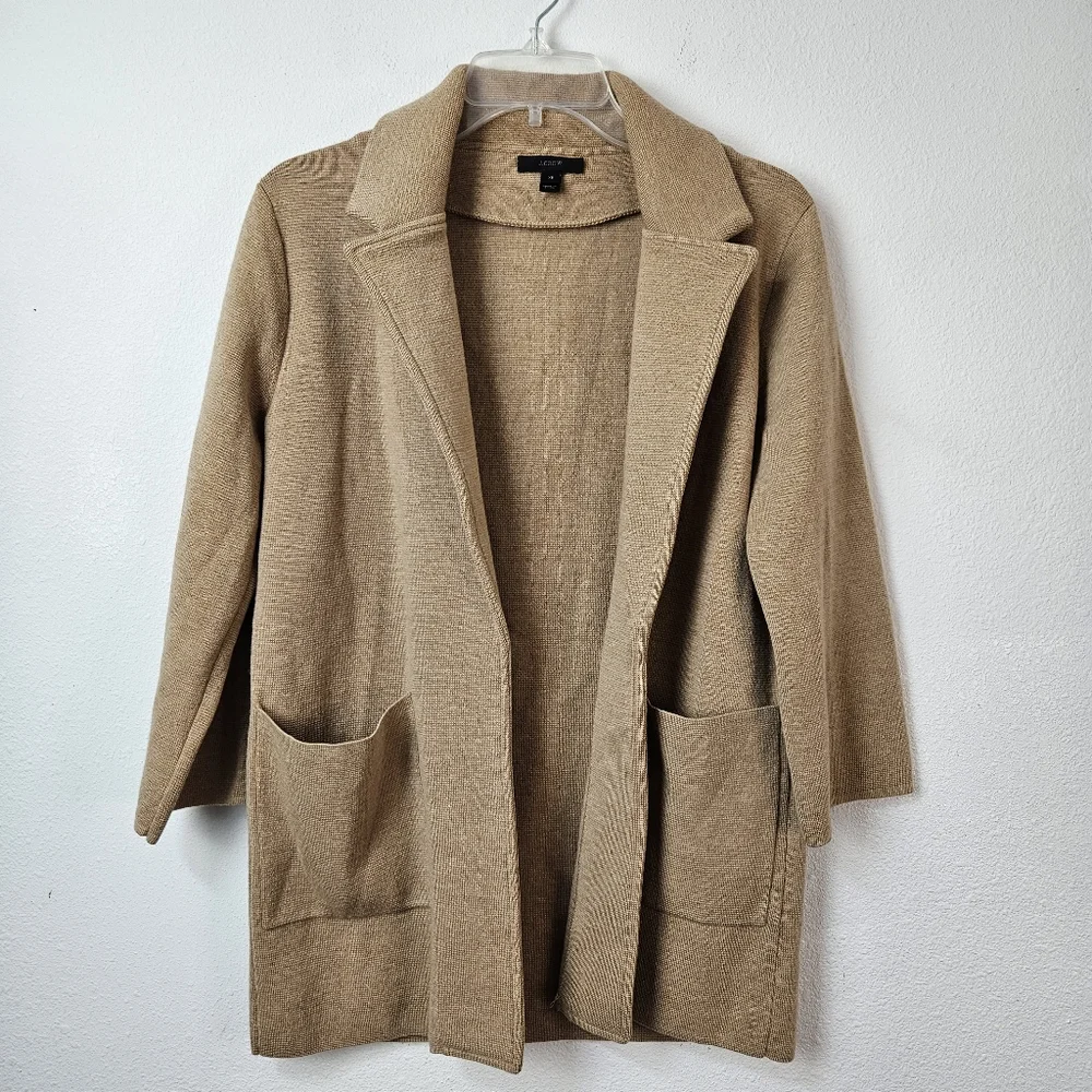 J. Crew Open-Front Sweater-Blazer in Tan XS